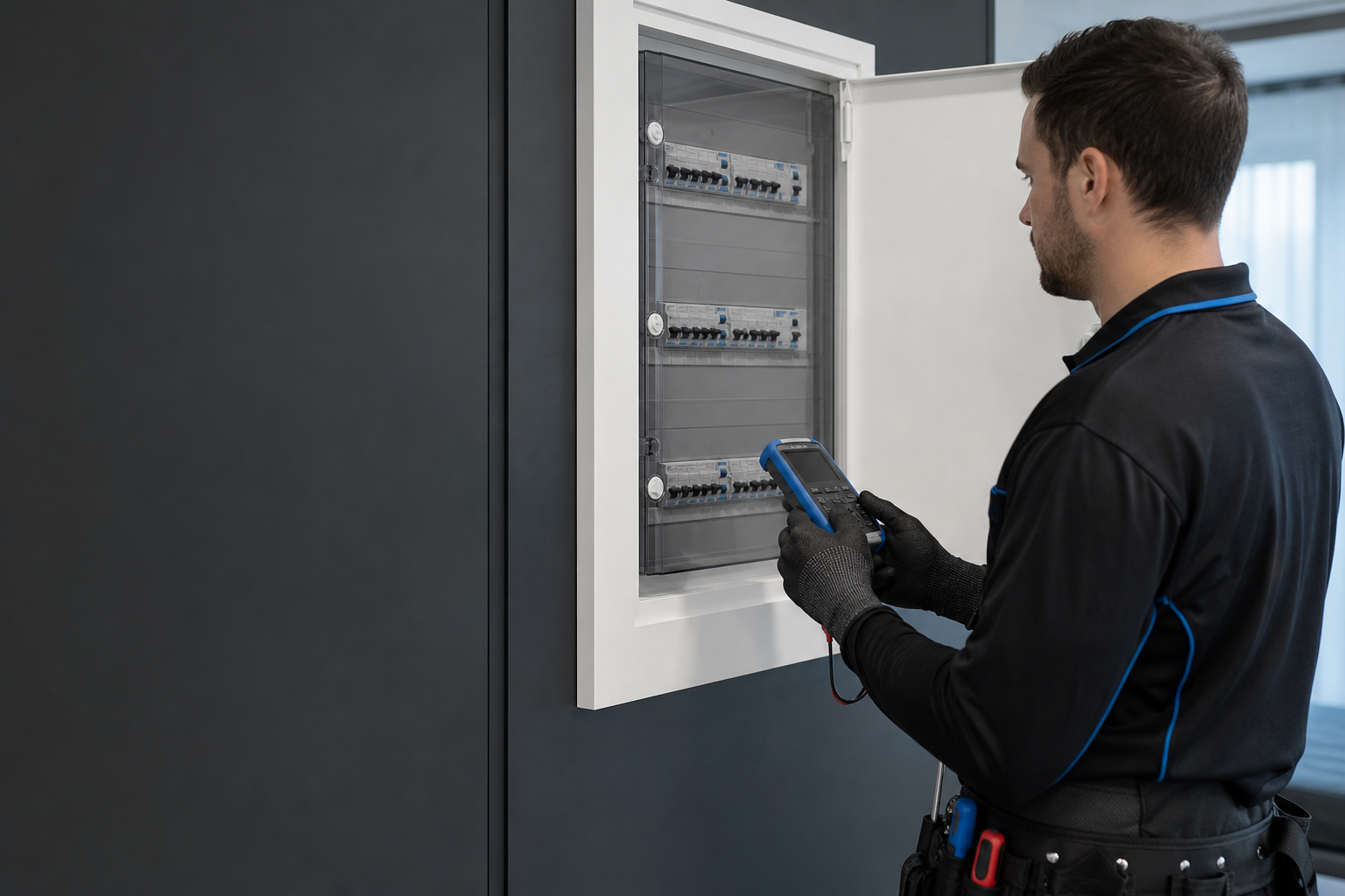 Electrician completing a modern switchboard upgrade
